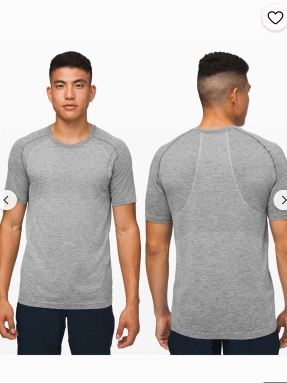 Lululemon Mens Medium XL Gray Slate White Metal Vent Tech Short Sleeve Shirt 2.0